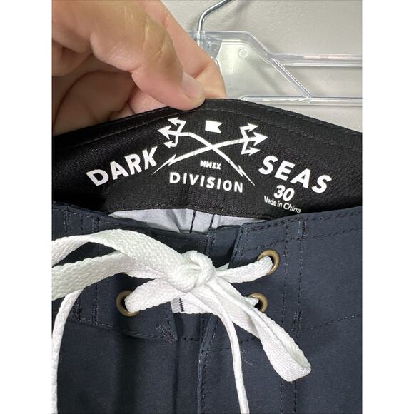Dark Seas Division‎ Overall Boardshort 30 Black Tobacco Stripes 19" Beach Swim - Picture 4 of 8